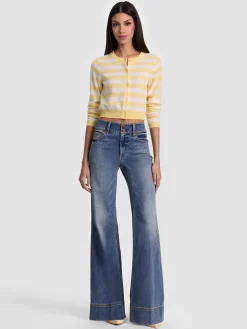 Alice and Olivia DOLLIE STRIPED CASHMERE CARDIGAN