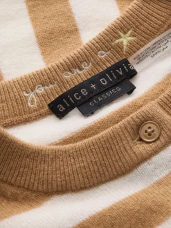 Alice and Olivia DOLLIE STRIPED CASHMERE CARDIGAN