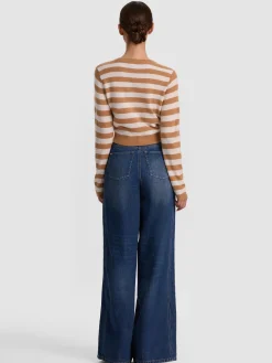 Alice and Olivia DOLLIE STRIPED CASHMERE CARDIGAN