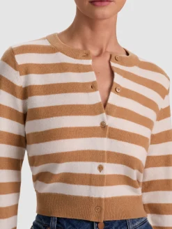 Alice and Olivia DOLLIE STRIPED CASHMERE CARDIGAN