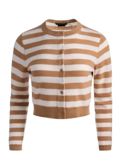 Alice and Olivia DOLLIE STRIPED CASHMERE CARDIGAN