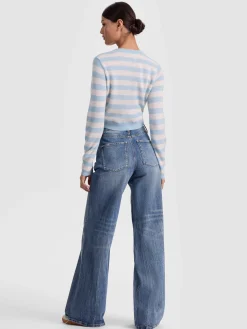 Alice and Olivia DOLLIE STRIPED CASHMERE CARDIGAN