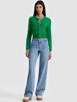 Alice and Olivia DOLLIE TWO TONE CASHMERE CARDIGAN