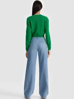 Alice and Olivia DOLLIE TWO TONE CASHMERE CARDIGAN