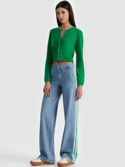 Alice and Olivia DOLLIE TWO TONE CASHMERE CARDIGAN