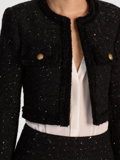 Alice and Olivia DUMONT EMBELLISHED TWEED JACKET
