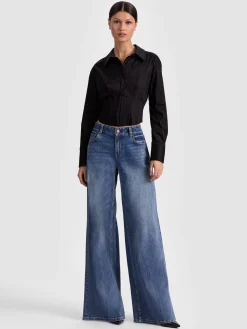 Alice and Olivia EDIE CORSET BUTTON DOWN