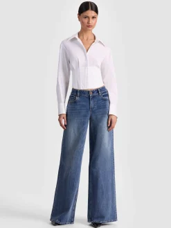 Alice and Olivia EDIE CORSET BUTTON DOWN