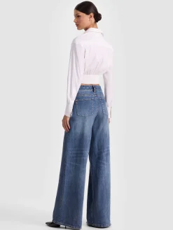 Alice and Olivia EDIE CORSET BUTTON DOWN