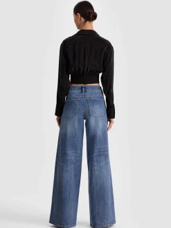 Alice and Olivia EDIE SEAMED CORSET BUTTON DOWN