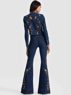 Alice and Olivia EMERSON DENIM MILITARY JACKET