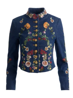 Alice and Olivia EMERSON DENIM MILITARY JACKET