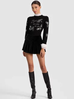 Alice and Olivia EMILIE VELVET MINI SKORT