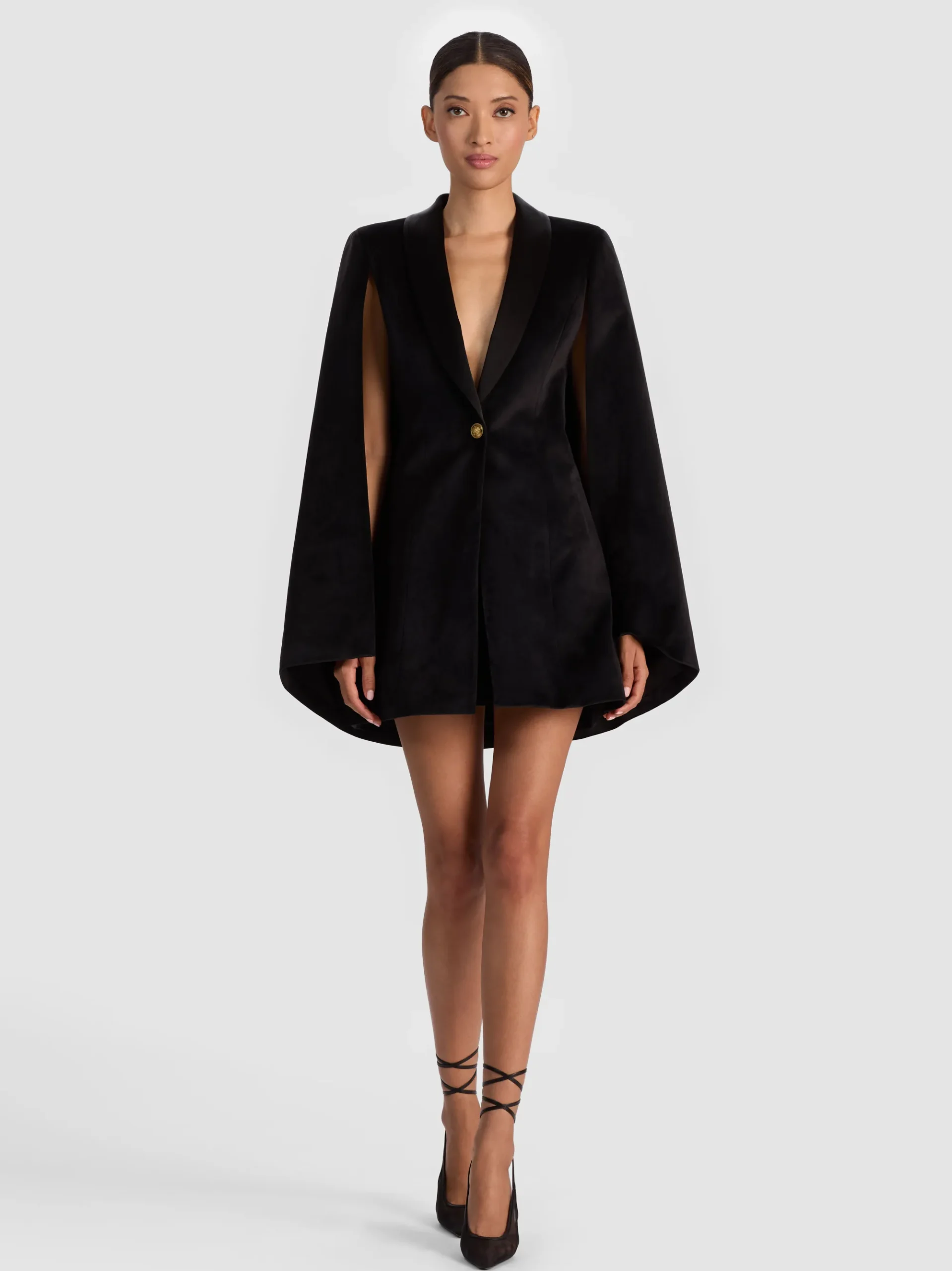 Alice and Olivia ESTHER VELVET CAPE BLAZER