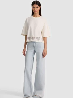 Alice and Olivia EVAN HEART CUTOUT TEE