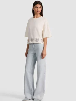 Alice and Olivia EVAN HEART CUTOUT TEE