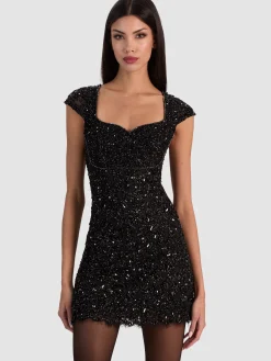 Alice and Olivia EVE EMBELLISHED LACE MINI DRESS