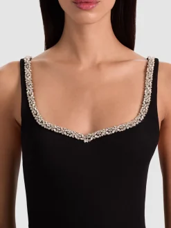 Alice and Olivia EVE EMBELLISHED TRIM MINI DRESS