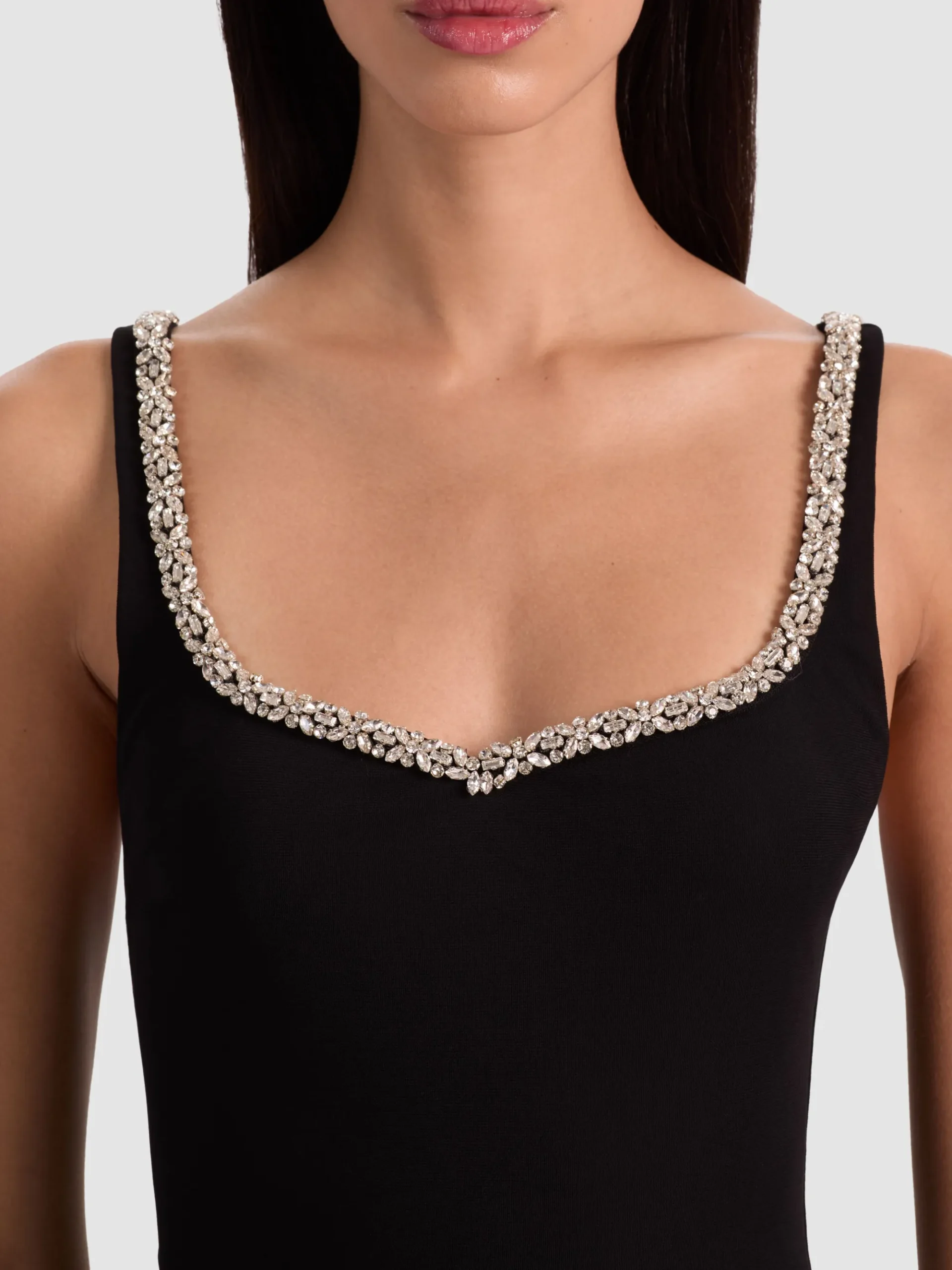 Alice and Olivia EVE EMBELLISHED TRIM MINI DRESS