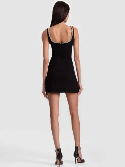 Alice and Olivia EVE EMBELLISHED TRIM MINI DRESS