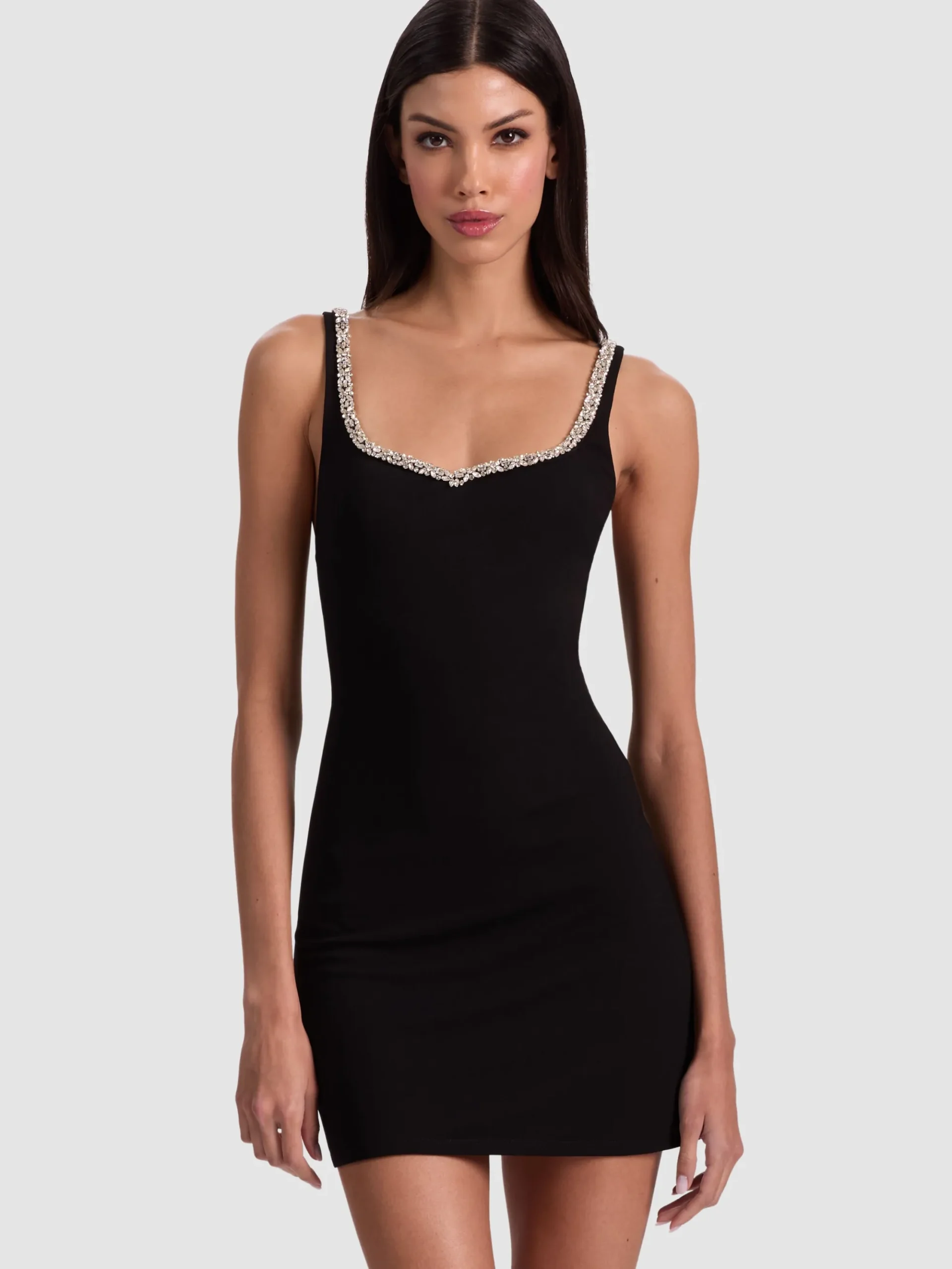 Alice and Olivia EVE EMBELLISHED TRIM MINI DRESS