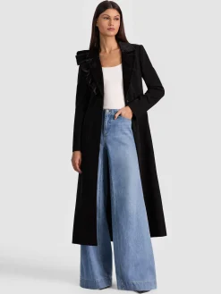 Alice and Olivia FAIE SLIM RUFFLE MAXI BLAZER