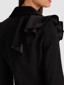 Alice and Olivia FAIE SLIM RUFFLE MAXI BLAZER