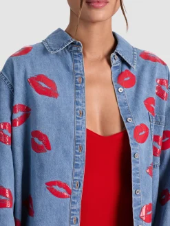 Alice and Olivia FINELY OVERSIZED BUTTON DOWN