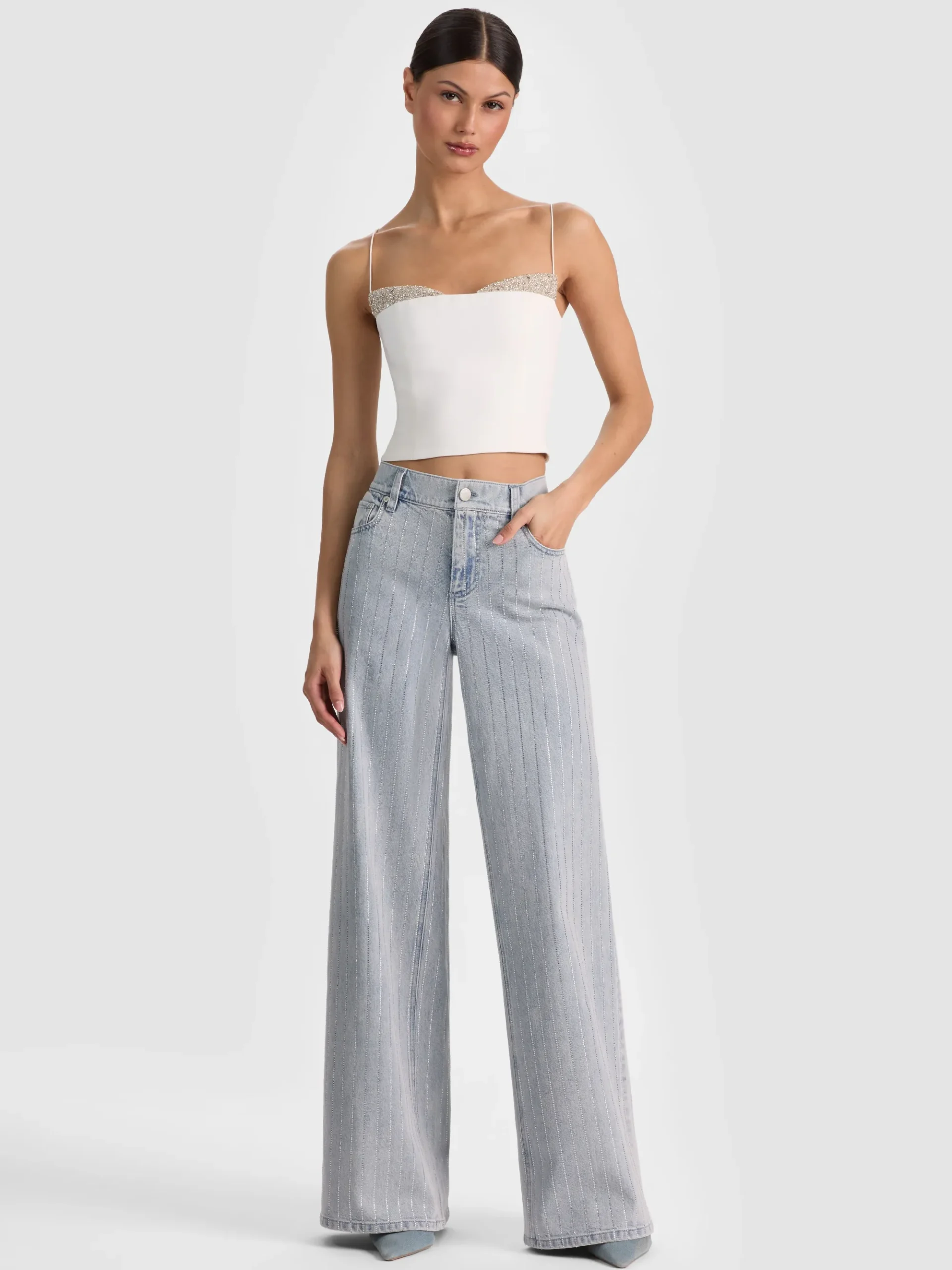 Alice and Olivia HALLIE EMBELLISHED PEEKABOO TOP