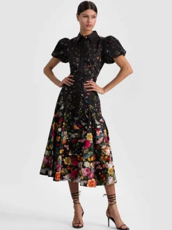 Alice and Olivia HENRIETTA BELTED MIDI DRESS