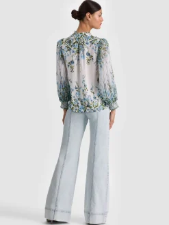 Alice and Olivia ILAN BUTTON DOWN BLOUSE