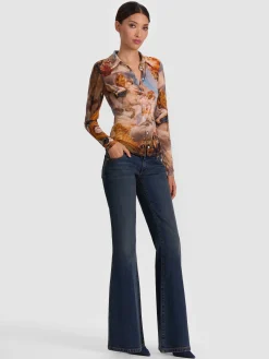 Alice and Olivia JADE MESH BUTTON DOWN