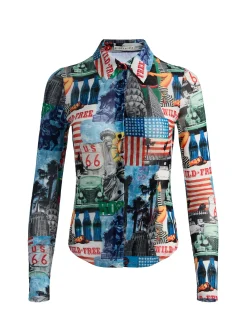 Alice and Olivia JADE MESH BUTTON DOWN