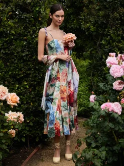 Alice and Olivia JEANETTE PANELED MIDI DRESS