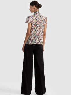Alice and Olivia JEANNIE STACEFACE SILK BLOUSE
