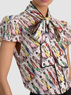 Alice and Olivia JEANNIE STACEFACE SILK BLOUSE