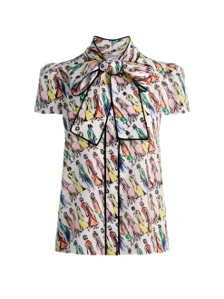Alice and Olivia JEANNIE STACEFACE SILK BLOUSE
