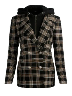Alice and Olivia JORDAN BLAZER WITH REMOVABLE HOODIE