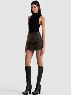 Alice and Olivia JOSS EMBELLISHED DENIM SKIRT