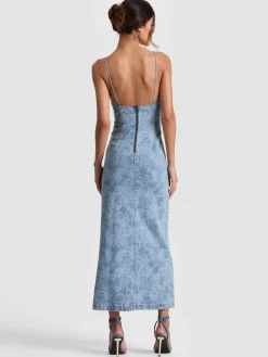 Alice and Olivia JULIETTA DENIM MIDI DRESS
