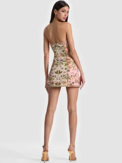 Alice and Olivia KATIA EMBROIDERED MINI DRESS