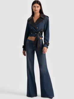 Alice and Olivia KEITH CROPPED DENIM TRENCH