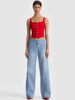 Alice and Olivia KELCEY BUTTON FRONT TOP