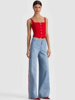 Alice and Olivia KELCEY BUTTON FRONT TOP