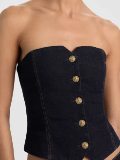 Alice and Olivia KELCEY STRAPLESS DENIM VEST