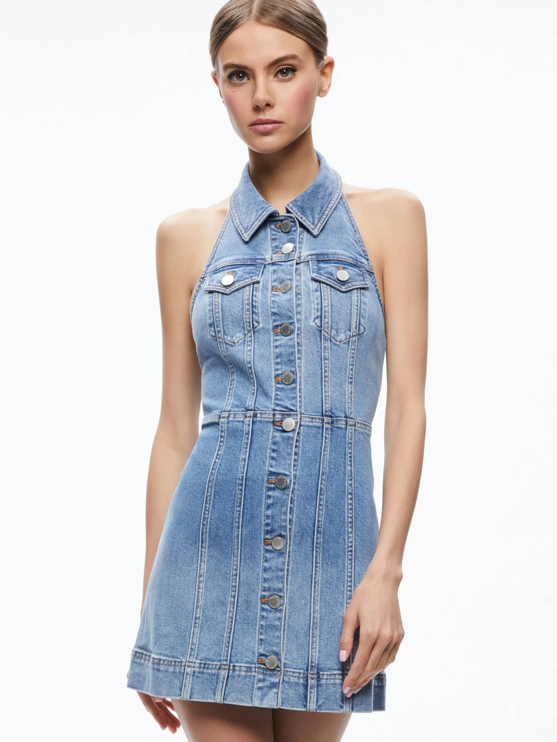 Alice and Olivia KENDALL DENIM MINI DRESS