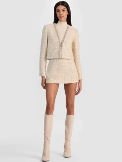 Alice and Olivia KIDMAN EMBELLISHED TWEED JACKET