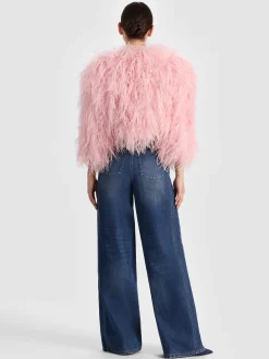 Alice and Olivia KIDMAN FEATHERED JACKET