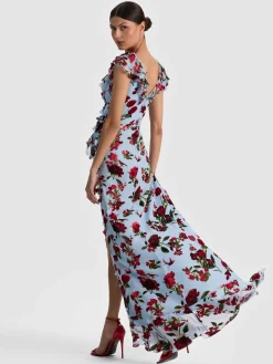 Alice and Olivia KRISTEN RUFFLE WRAP MAXI DRESS