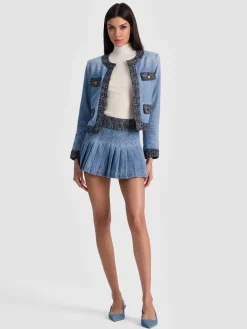 Alice and Olivia LANDON CROPPED DENIM JACKET